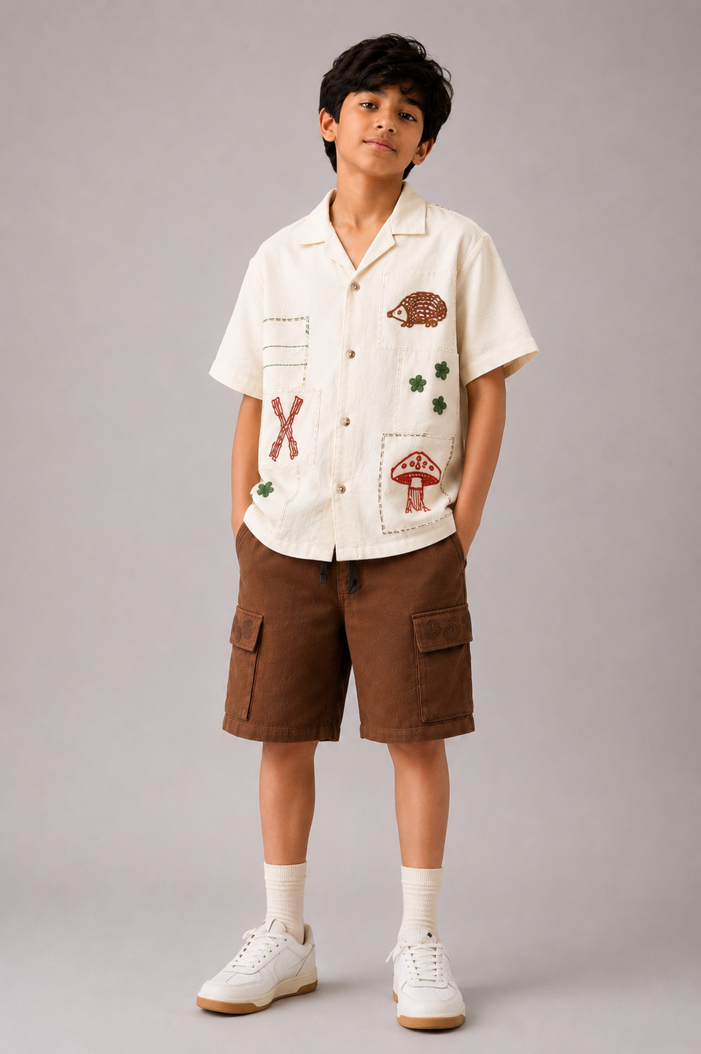 Half Sleeve Cotton OFF White Shirt