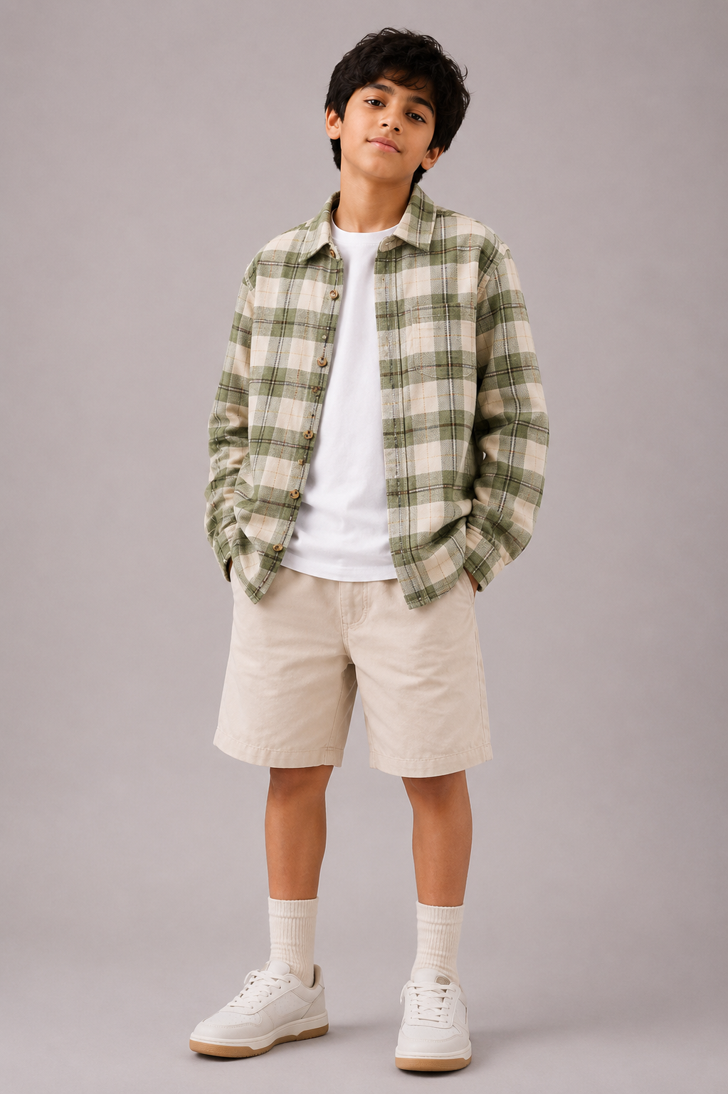 Checked Jacket Green and white stripe