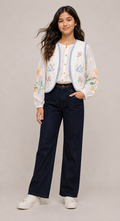 Cotton White Top with floral Prints